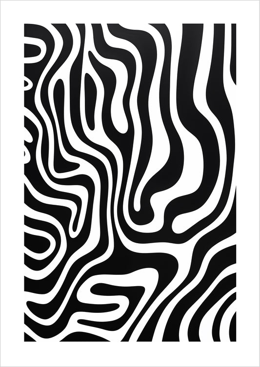 Abstraktes Schwarz-Weiß-Wellenmuster freigestellt auf weißem Hintergrund