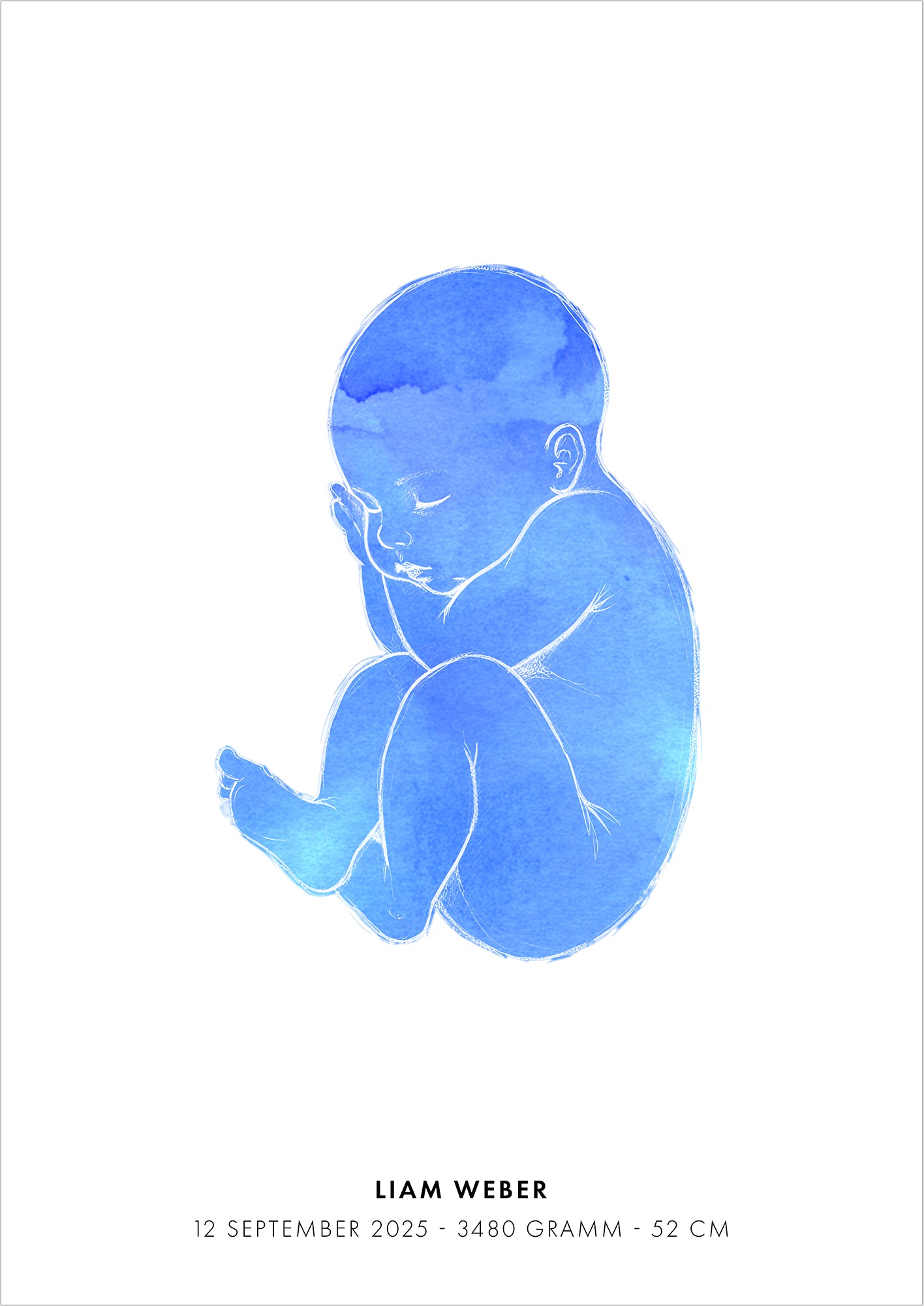 Poster Baby Watercolor Geburtsposter 2 freigestellt