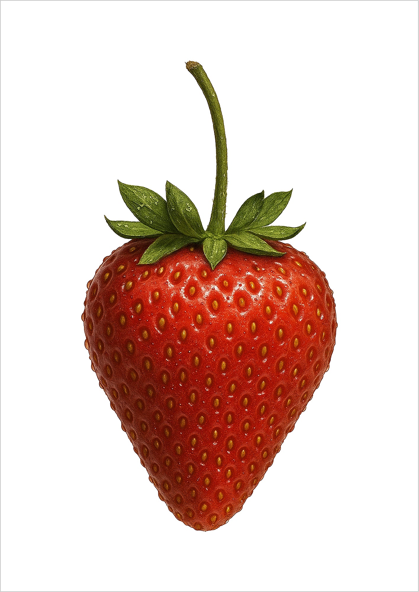 Freigestellte Illustration einer Erdbeere auf weißem Hintergrund – modernes Frucht Kunstposter