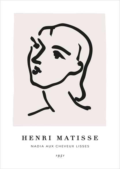 Nadia aux cheveux lisses von Henri Matisse Poster auf weißem Hintergrund freigestellt