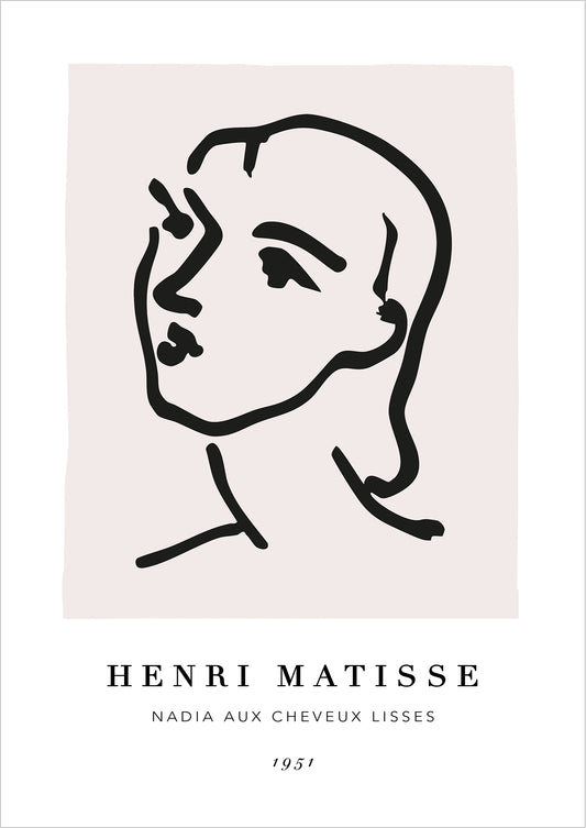 Nadia aux cheveux lisses von Henri Matisse Poster auf weißem Hintergrund freigestellt