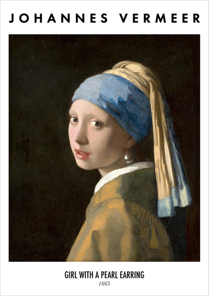 Girl with a Pearl Earring von Johannes Vermeer Poster auf weißem Hintergrund freigestellt