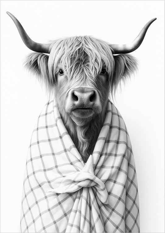 Hochlandrind Illustration freigestellt für Badezimmer Deko