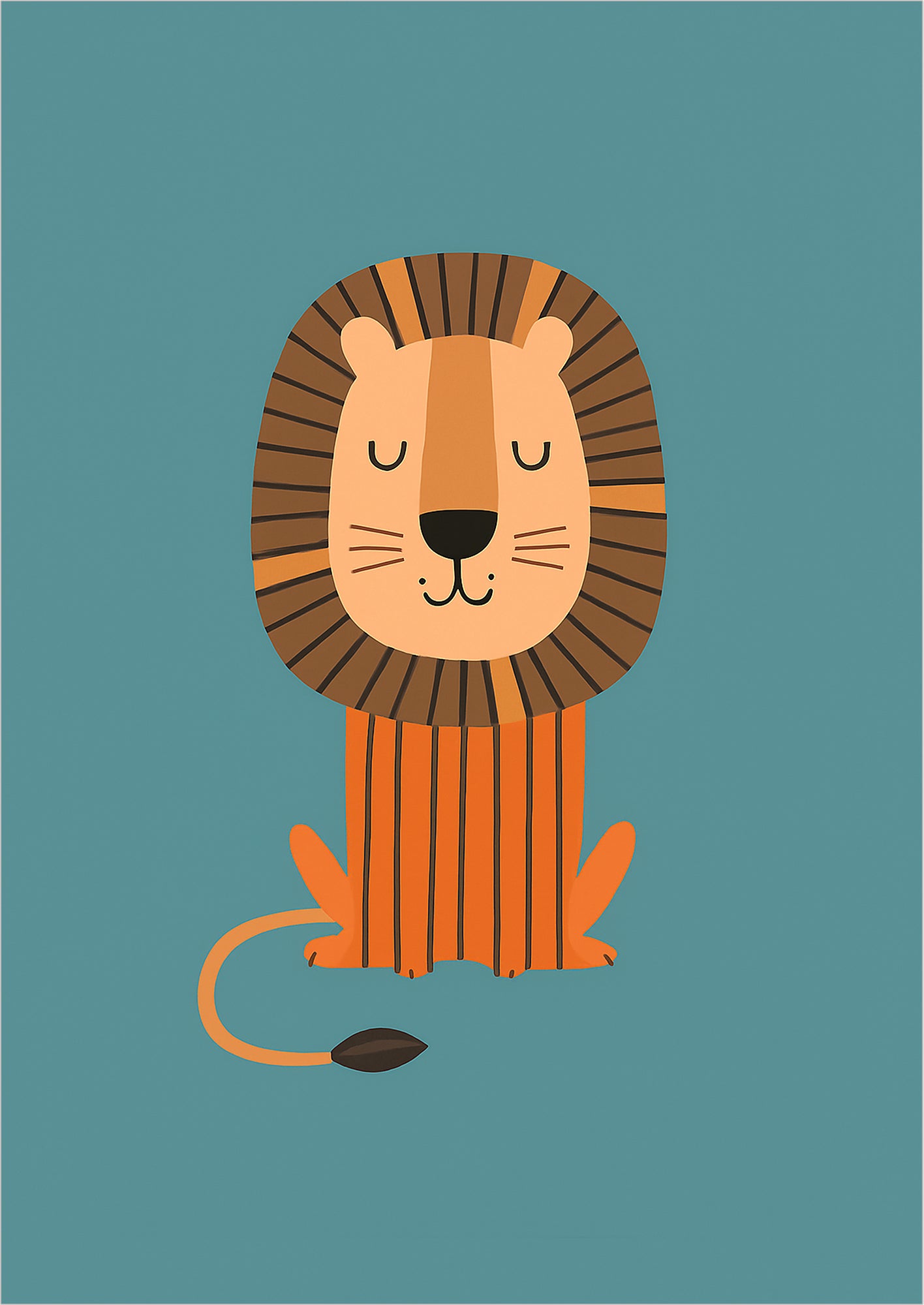 Illustration eines sitzenden Löwen freigestellt vor weißem Hintergrund