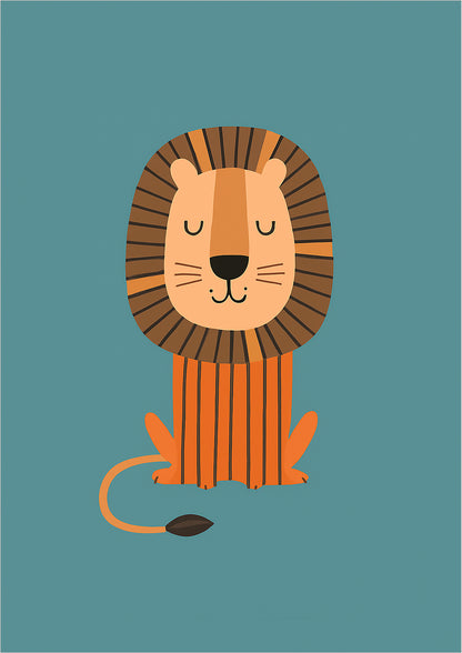 Illustration eines sitzenden Löwen freigestellt vor weißem Hintergrund