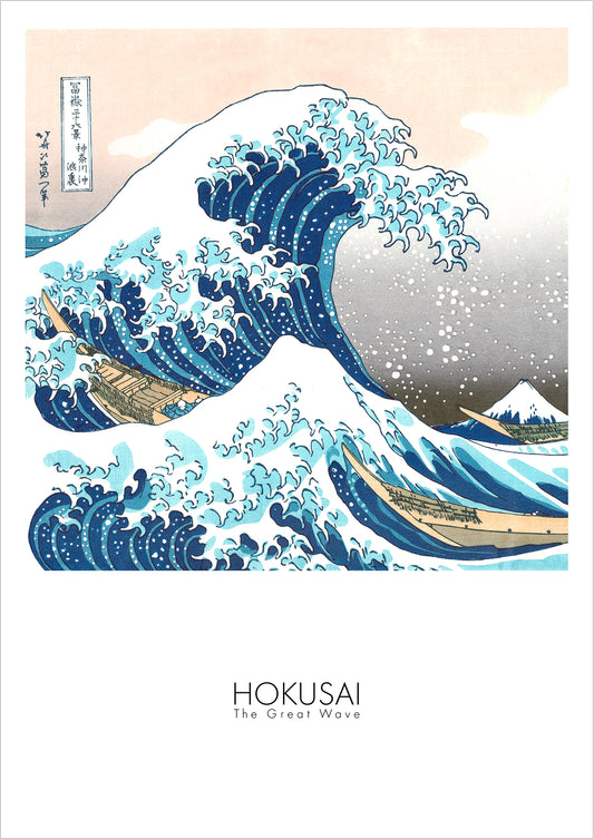 The Great Wave off Kanagawa von Hokusai als Poster, freigestellt auf weißem Hintergrund