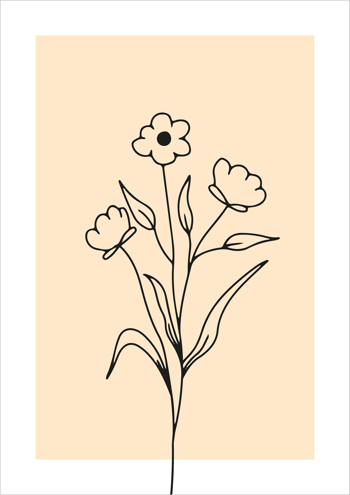 Poster „Line Art Blumen“ freigestellt auf weißem Hintergrund