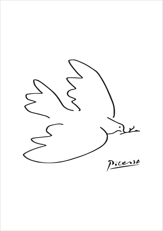 freigestellt minimalistisches Pablo Picasso Dove Poster auf weißem Hintergrund