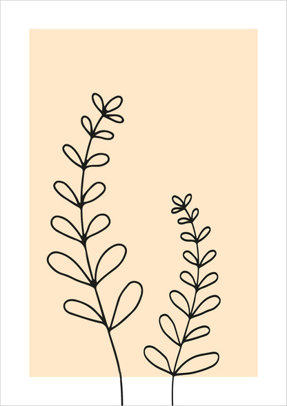 Poster „Line Art Zweige“ freigestellt auf weißem Hintergrund