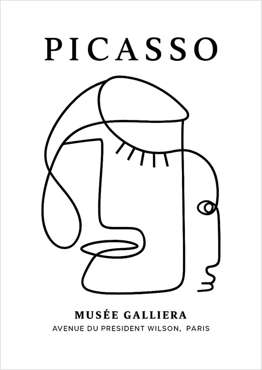 freigestellt Abstraktes minimalistisches Line Drawing Poster auf weißem Hintergrund ohne Rahmen