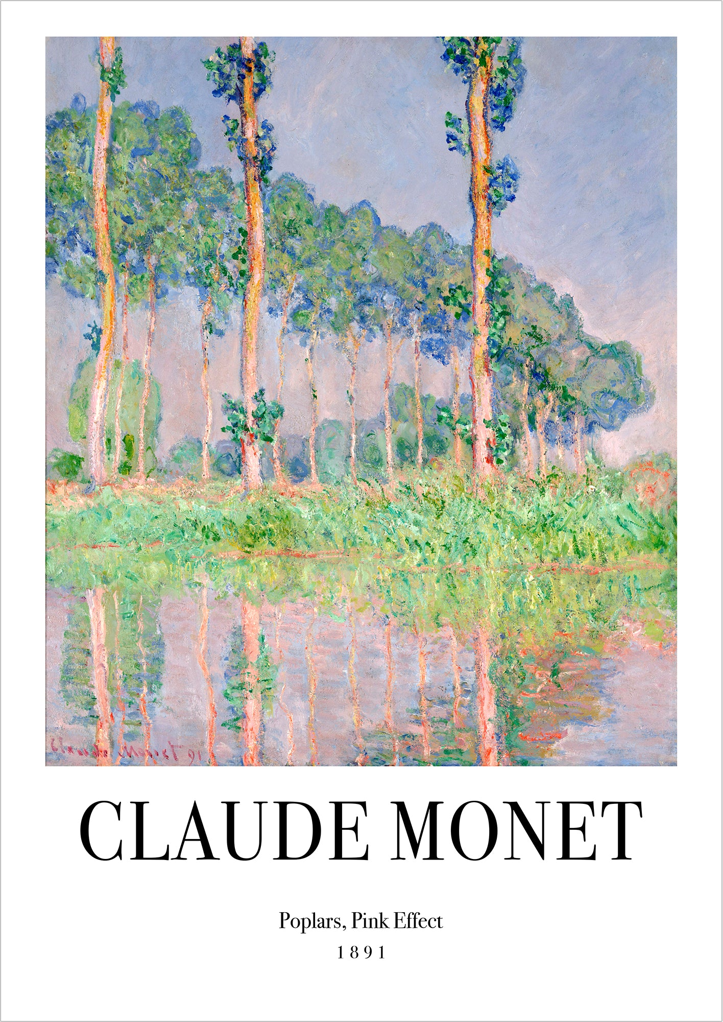 Poplars, Pink Effect von Claude Monet als Poster, freigestellt auf weißem Hintergrund