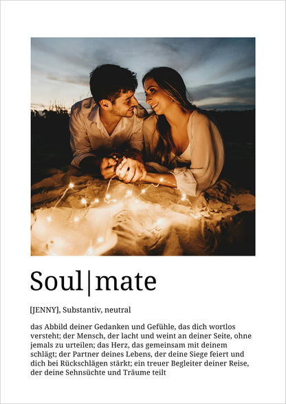 Romantisches Soulmate Poster personalisiert mit Foto und Name, modernes Geschenk für Paare