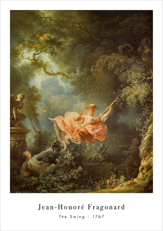 The Swing von Jean-Honoré Fragonard Poster auf weißem Hintergrund freigestellt