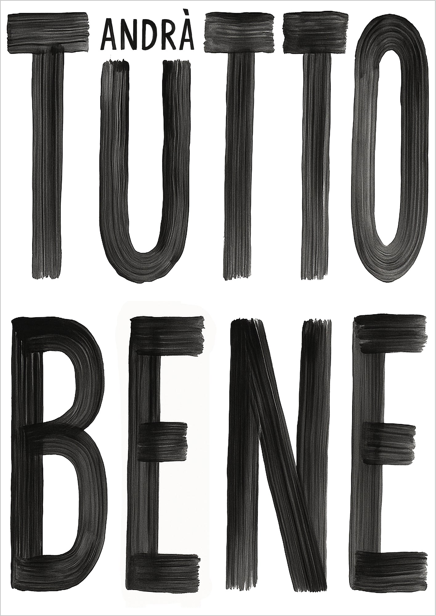 freigestelltes Tutto Andrà Bene Poster auf weißem Hintergrund