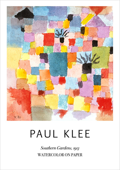 Southern Gardens von Paul Klee als Poster, freigestellt auf weißem Hintergrund