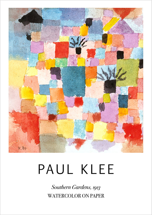 Southern Gardens von Paul Klee als Poster, freigestellt auf weißem Hintergrund