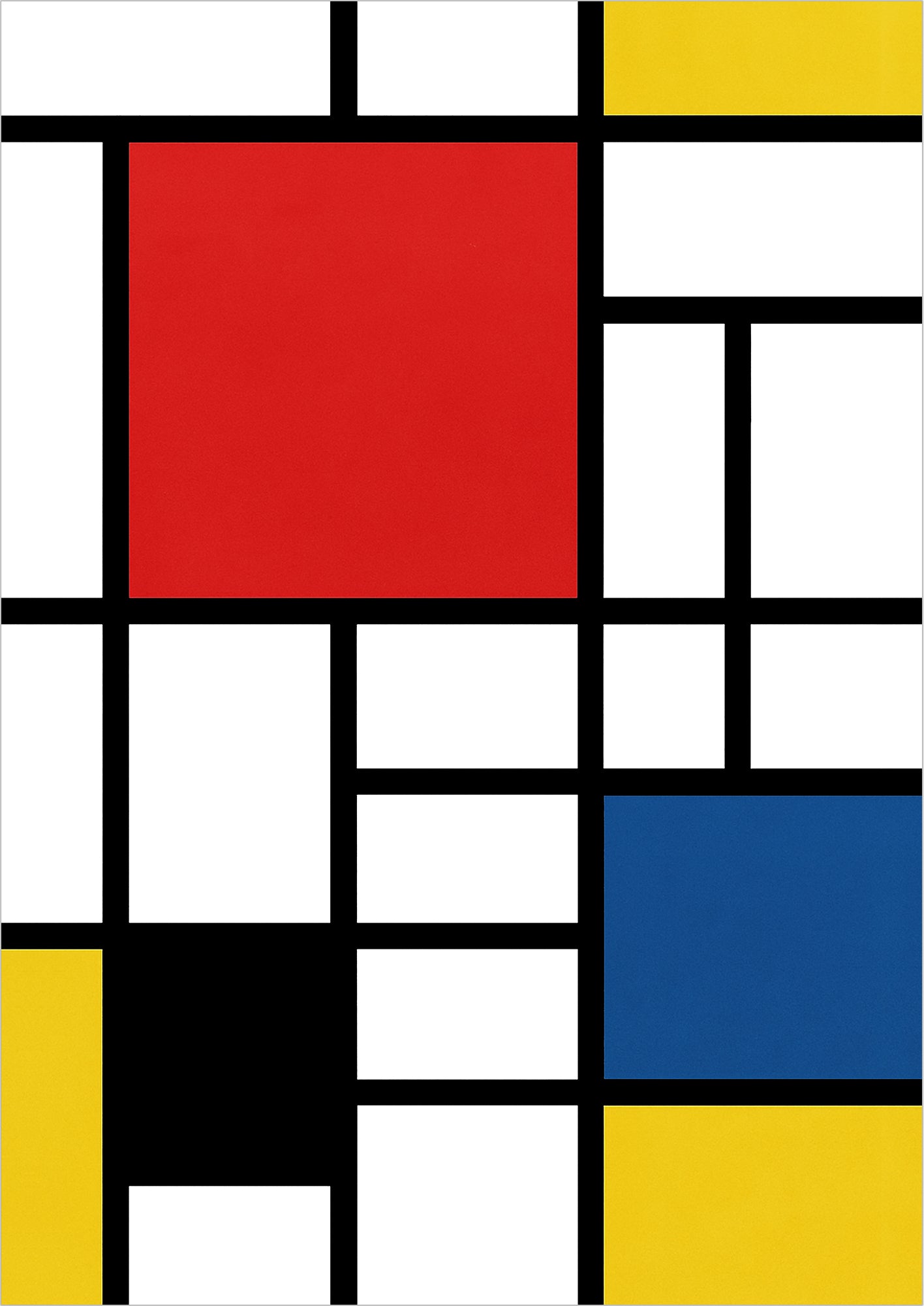 Runde und eckige Formen in Primärfarben auf beigefarbenem Grund im Bauhaus-Stil