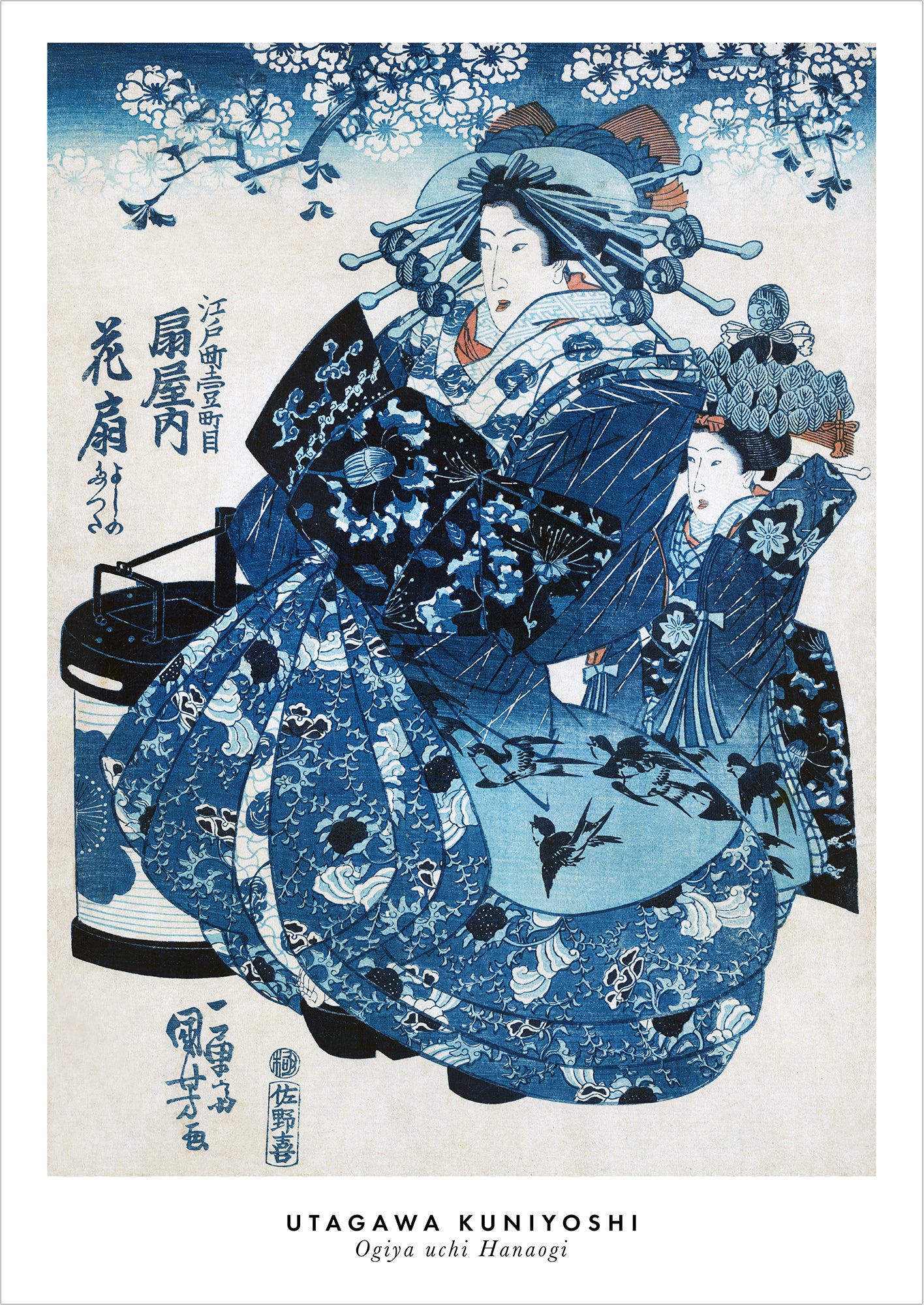Ogiya uchi Hanaogi von Utagawa Kuniyoshi als Poster, freigestellt auf weißem Hintergrund