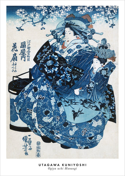 Ogiya uchi Hanaogi von Utagawa Kuniyoshi als Poster, freigestellt auf weißem Hintergrund