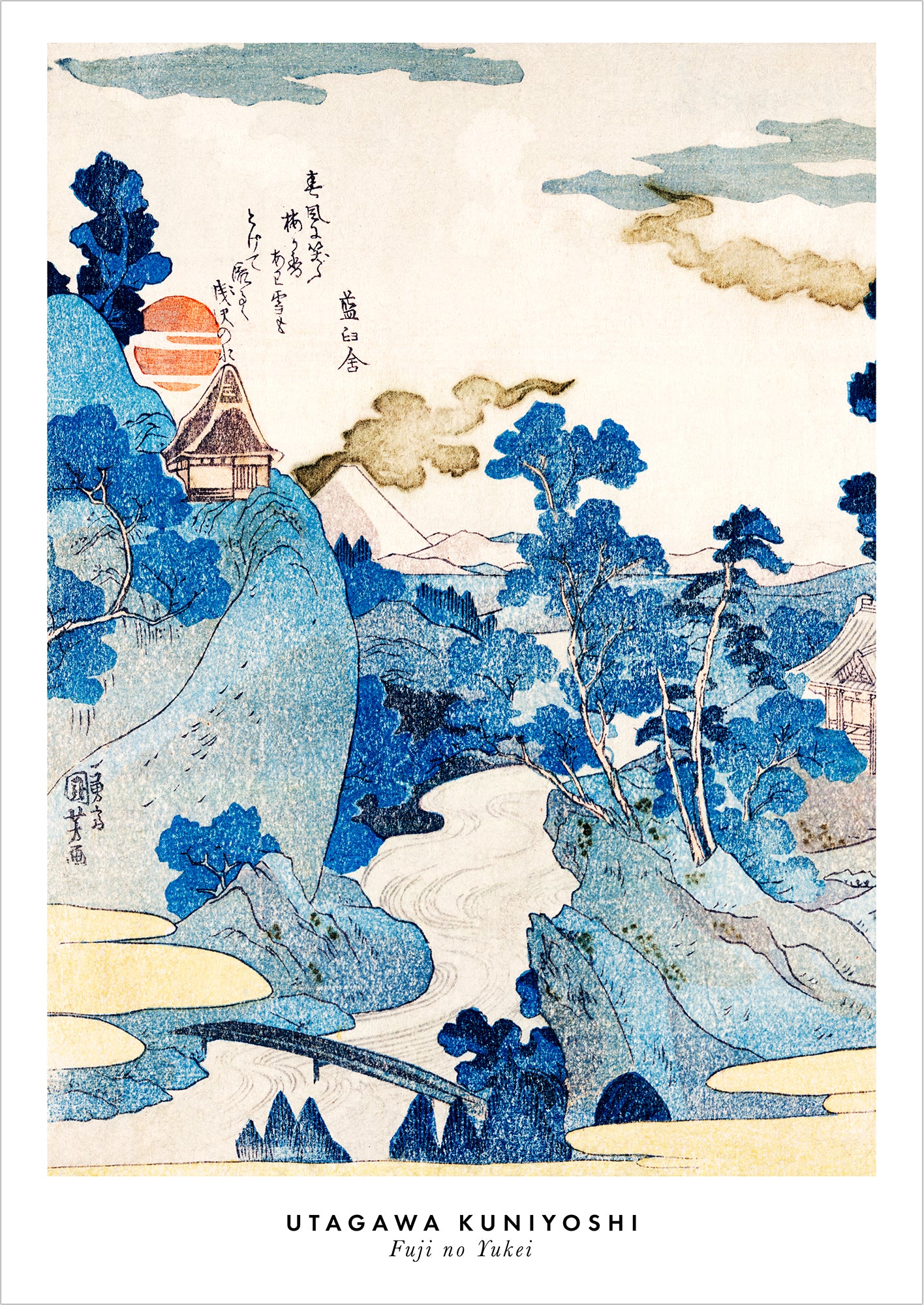 Fuji no Yukei von Utagawa Kuniyoshi als Poster, freigestellt auf weißem Hintergrund