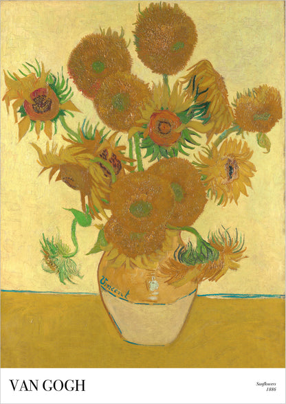 Sunflowers von Vincent van Gogh als Poster, freigestellt auf weißem Hintergrund