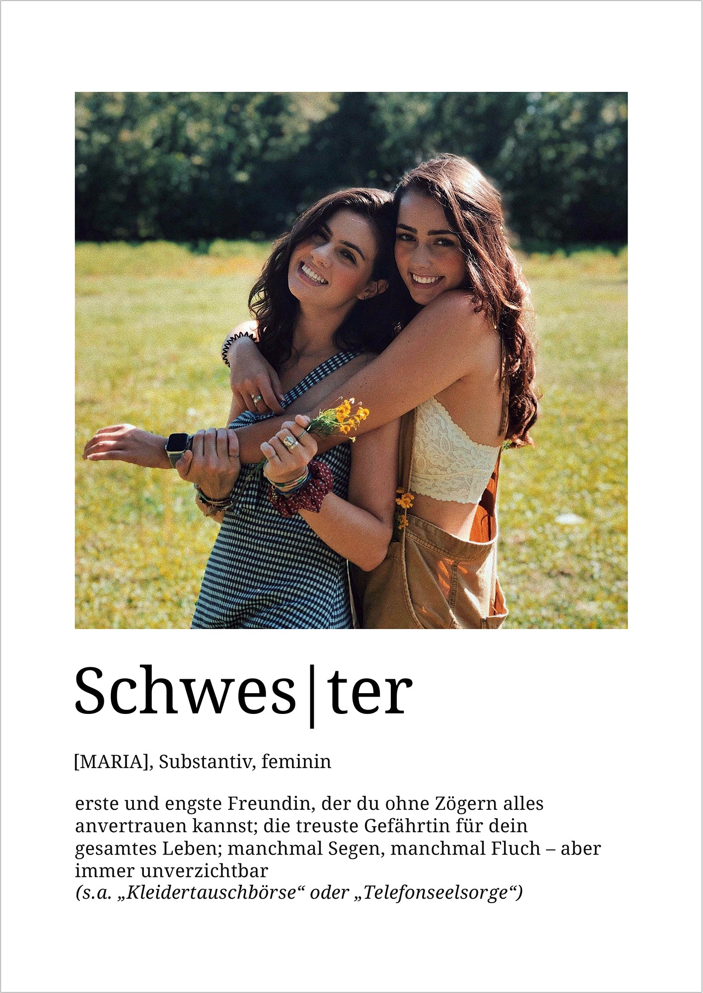 Definition Poster Schwester, personalisiert mit Foto und Name, Geschenk für Geschwister