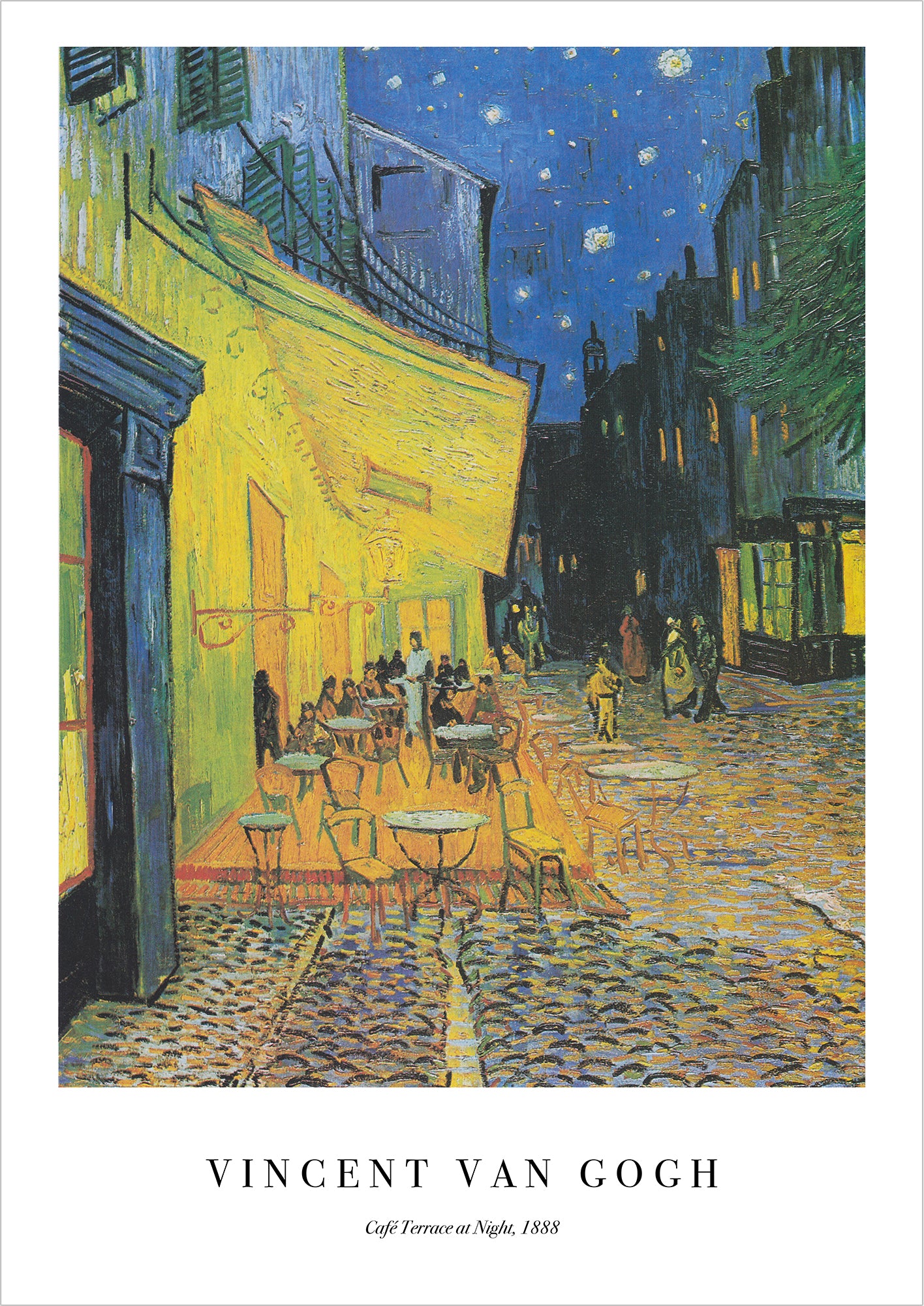 Café Terrace at Night von Vincent van Gogh als Poster, freigestellt auf weißem Hintergrund