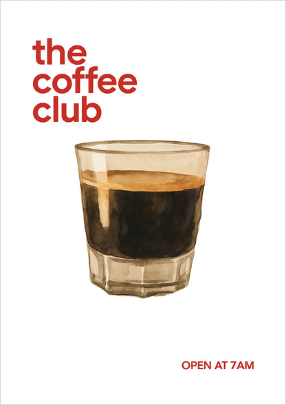 Illustration eines Espressoglases mit modernem Schriftzug