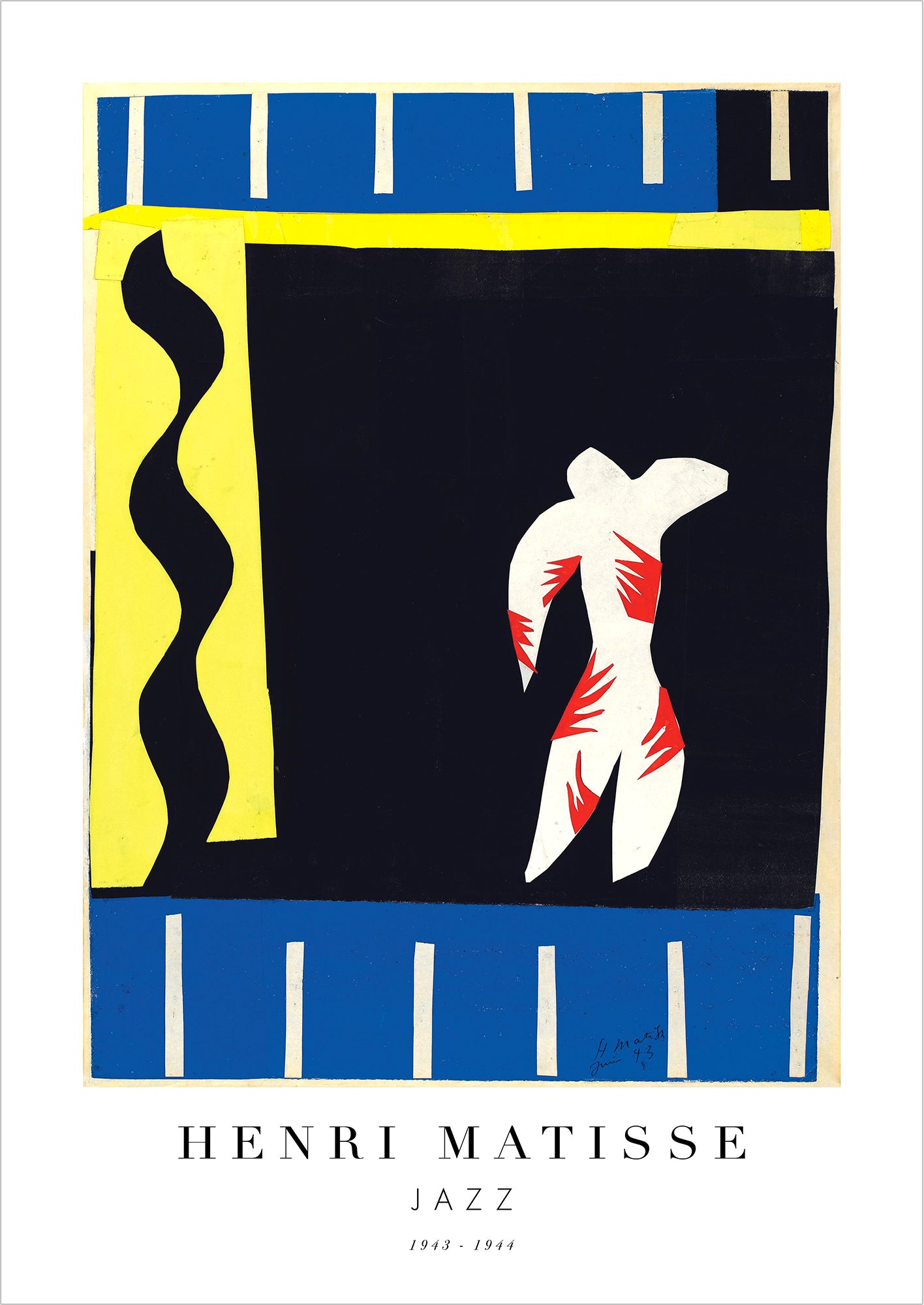 Jazz von Henri Matisse Poster auf weißem Hintergrund freigestellt