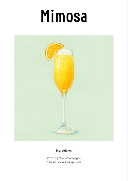 Mimosa Cocktail Aquarell