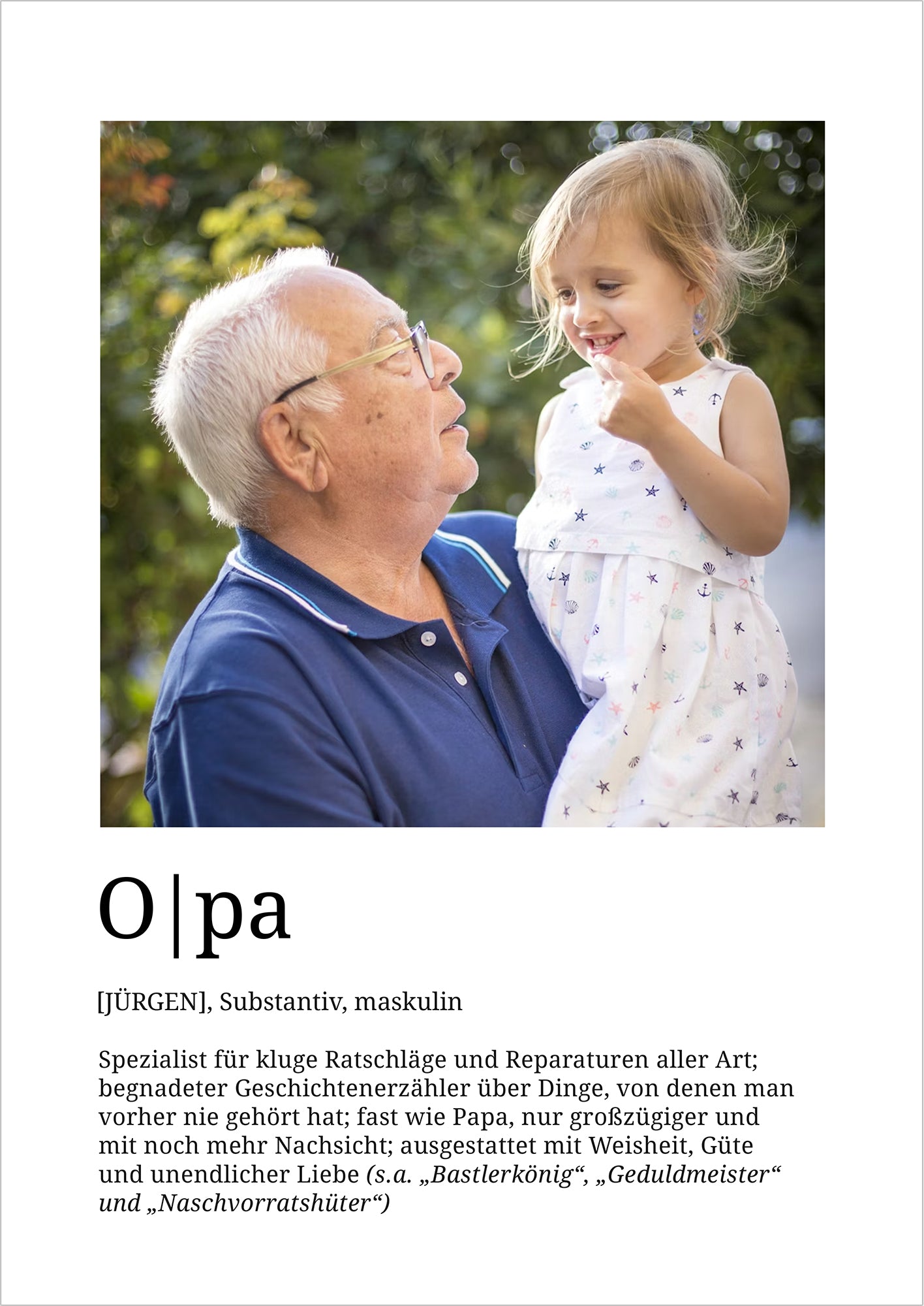 Opa Poster Definition, personalisiert mit Foto und Name, Geschenkidee für Großväter