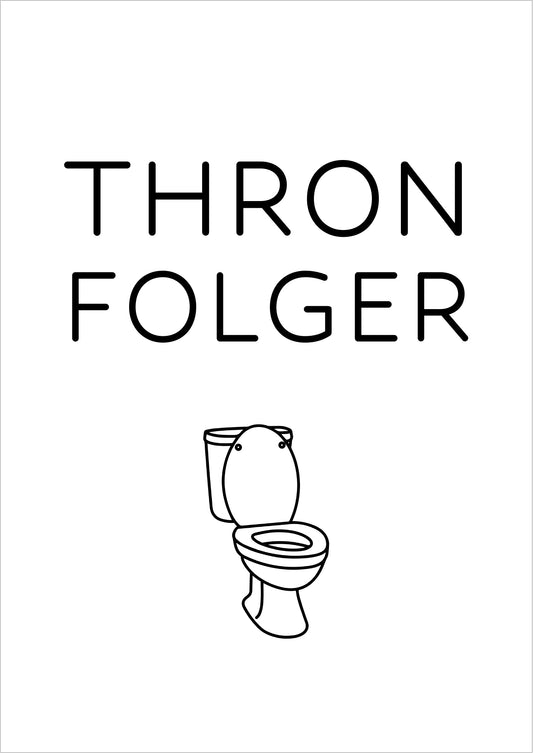 Lustiges Poster mit dem Wort ‚Thronfolger‘ und Illustration einer Toilette, humorvolle Wanddekoration im minimalistischen Stil für Badezimmer, Gäste-WC oder Kinderzimmer