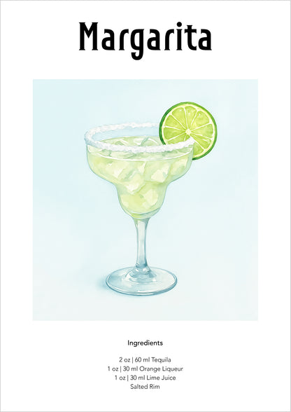 Illustration einer Margarita freigestellt auf weißem Hintergrund