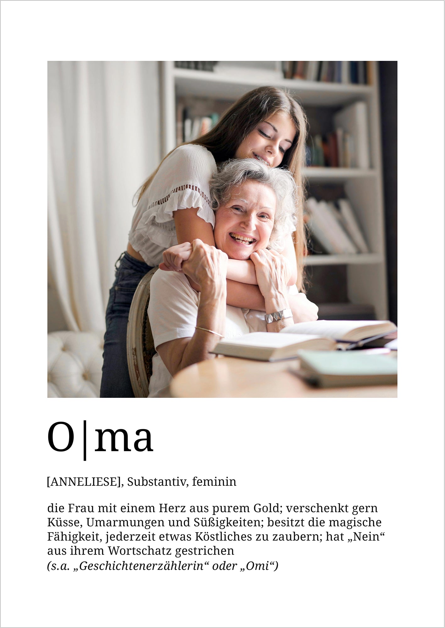 Oma Definition Poster personalisiert mit Foto und Name, liebevolles Geschenk für Großmütter