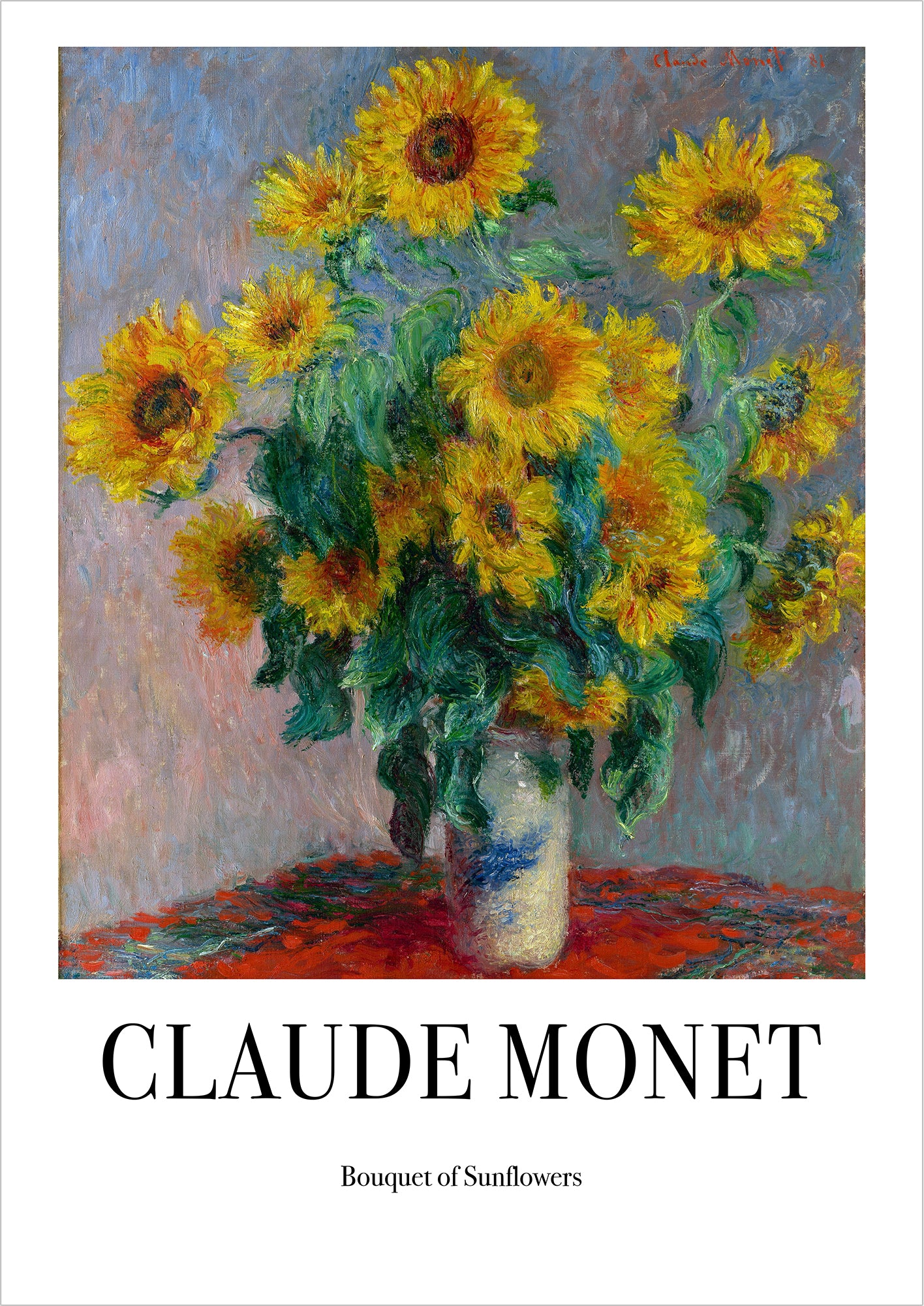 Bouquet of Sunflowers von Claude Monet als Poster, freigestellt auf weißem Hintergrund