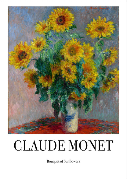 Bouquet of Sunflowers von Claude Monet als Poster, freigestellt auf weißem Hintergrund