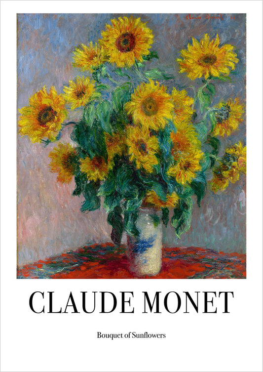 Bouquet of Sunflowers von Claude Monet als Poster, freigestellt auf weißem Hintergrund