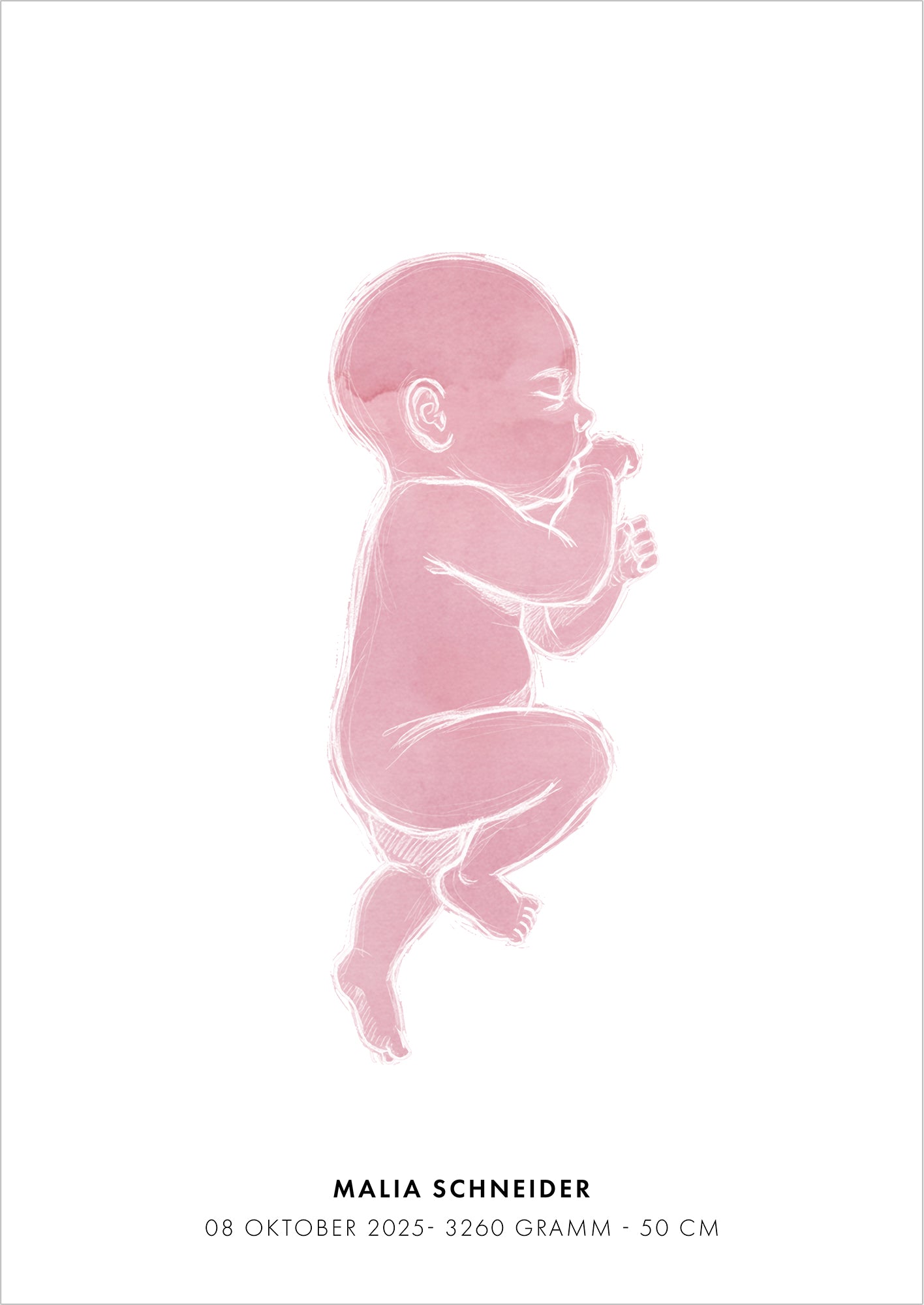 Poster Baby Watercolor Geburtsposter freigestellt