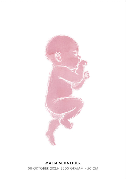 Poster Baby Watercolor Geburtsposter freigestellt