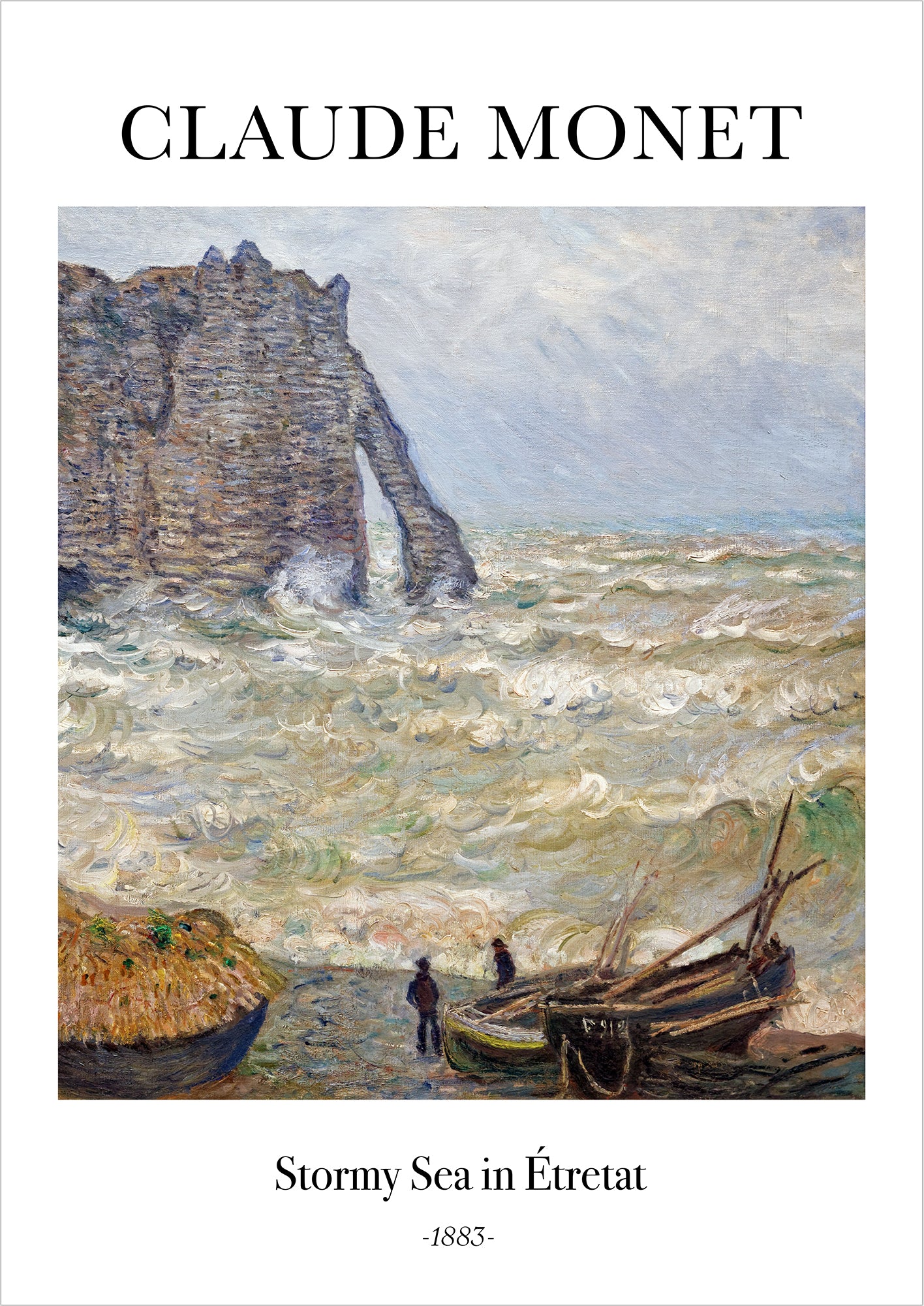 Stormy Sea in Étretat von Claude Monet als Poster, freigestellt auf weißem Hintergrund