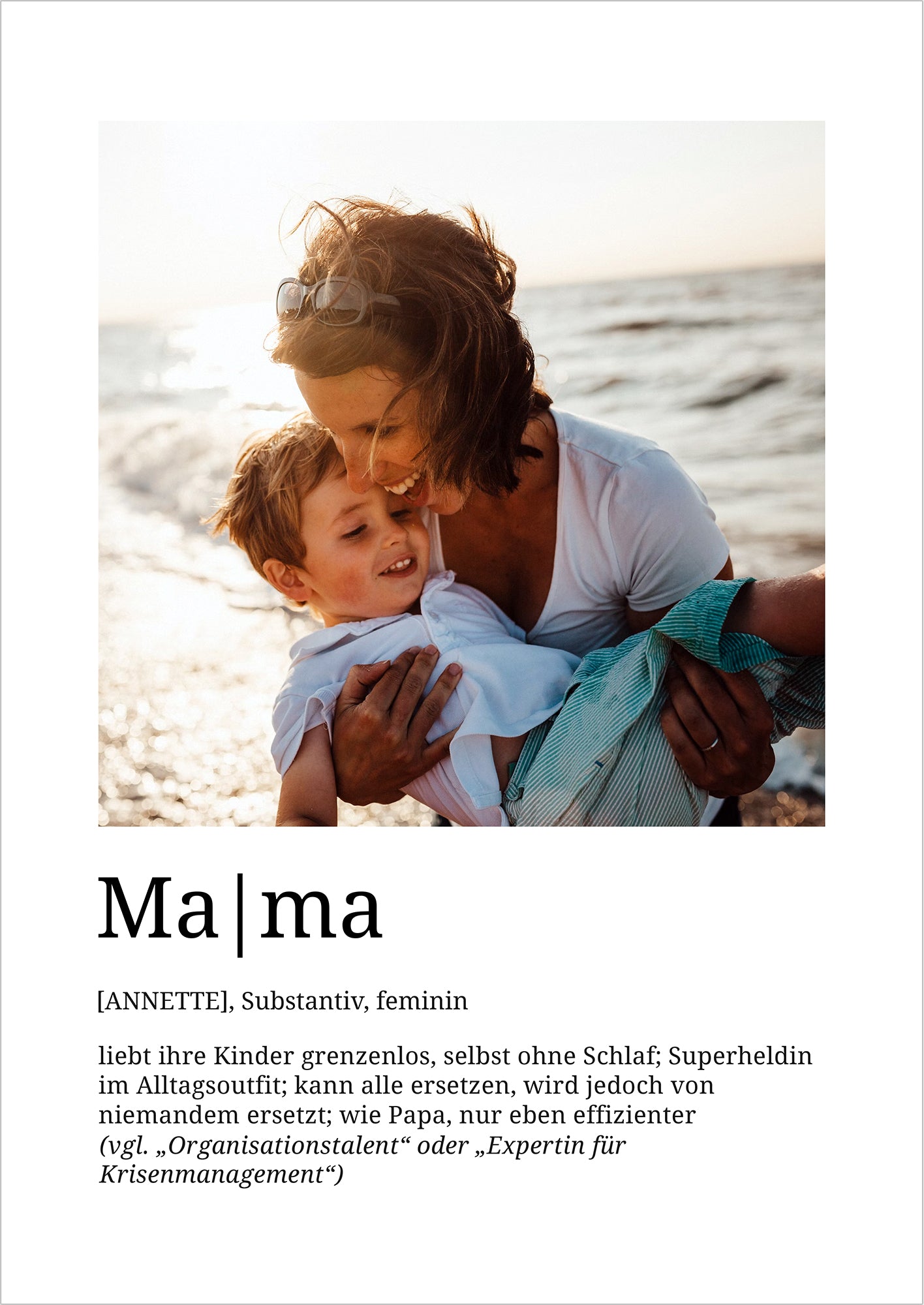 Mama Poster Definition, personalisiert mit Foto und Name, Geschenkidee zum Muttertag