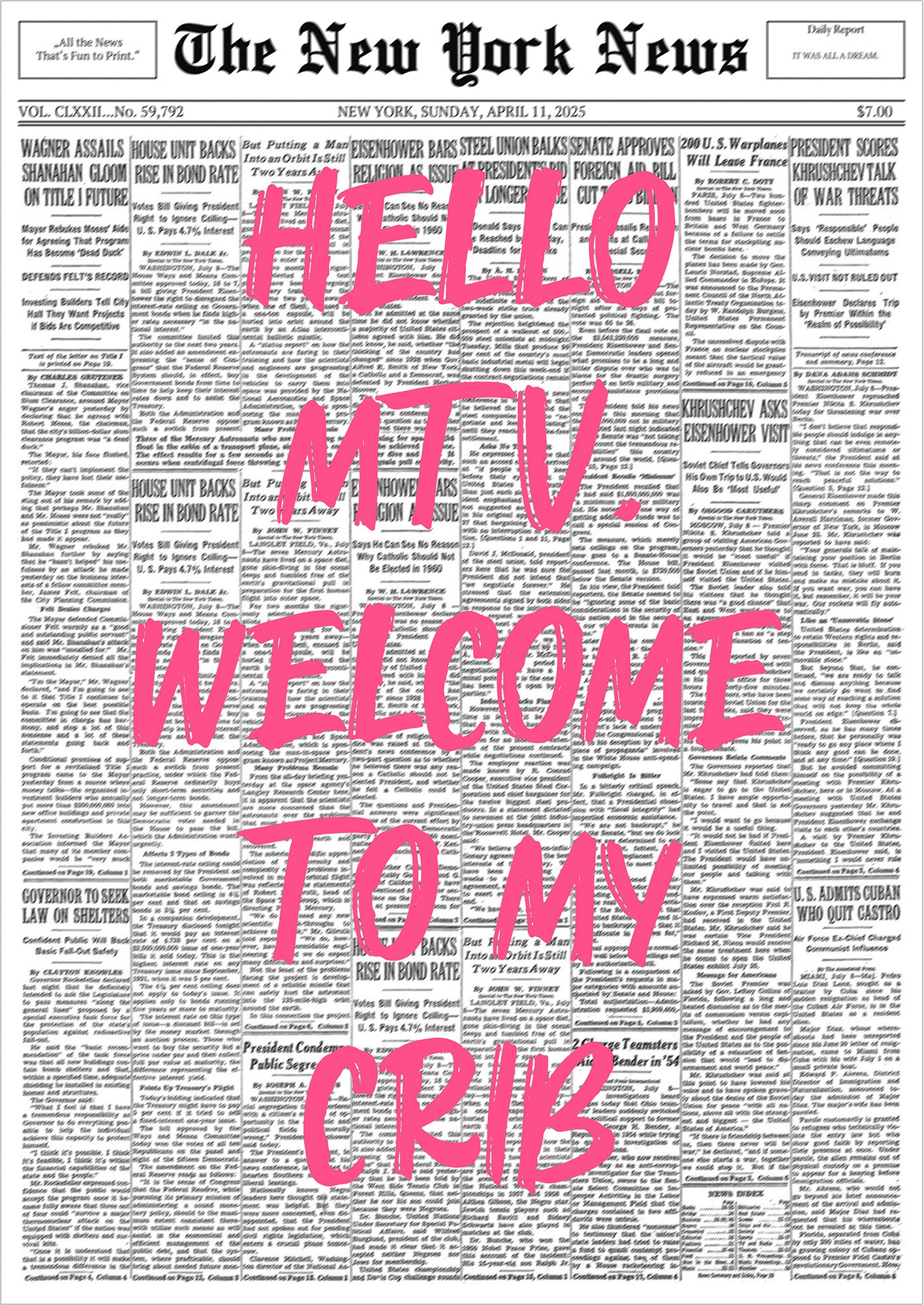 Poster Hello MTV, Welcome To My Crib – Pink freigestellt
