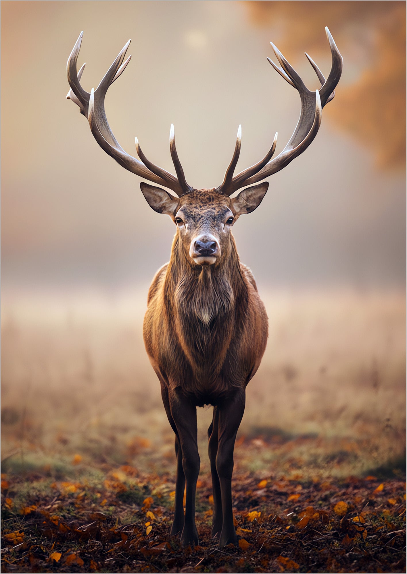 Poster Hirsch in Goldenem Licht freigestellt