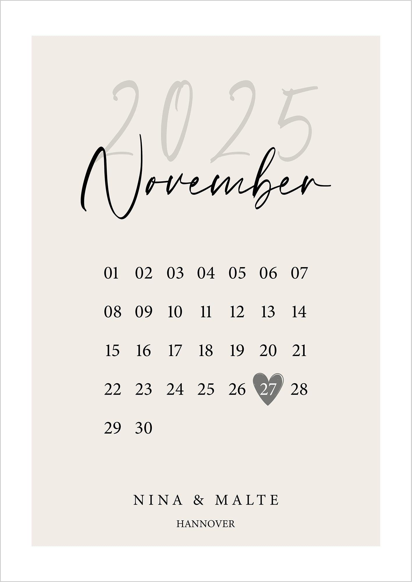 Poster Wedding Calendar freigestellt