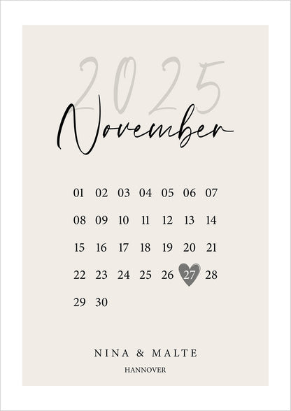Poster Wedding Calendar freigestellt