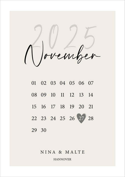 Poster Wedding Calendar freigestellt