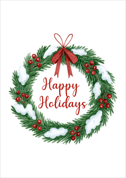 Poster Happy Holidays Weihnachtskranz Illustration freigestellt