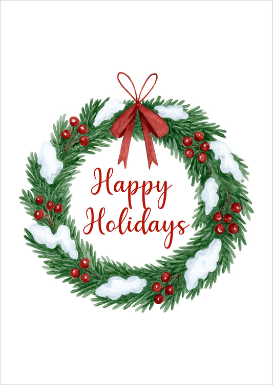 Poster Happy Holidays Weihnachtskranz Illustration freigestellt