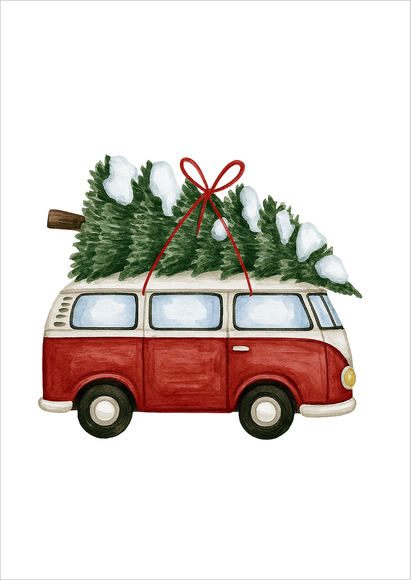 Poster Van mit Weihnachtsbaum Illustration freigestellt
