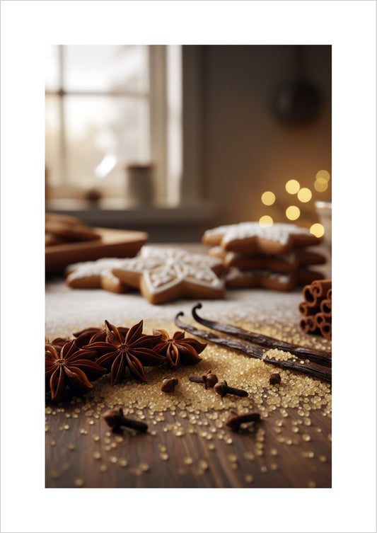 Poster Weihnachtstisch mit Gebäck freigestellt